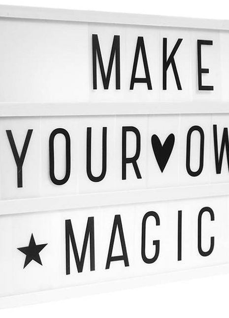 Leuchtkasten Kino Vintage mit 85 Buchstaben, Zahlen und Symbole, Größe A4, Batteriebetrieben, USB-Anschlusskabel