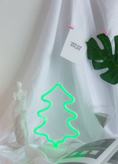 Dekorative Lampe Tannenbaum Sign mit Ständer, Nachtlicht, Warm Licht, mit Batteriebetrieb