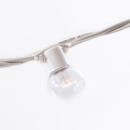Lichterkette 5M mit 10 Speziellen Lampen-LEDs, Weißes Kabel, Warm Licht, Verbindbar 1000M, für Außen