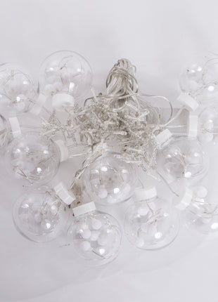 Dekorative Lichtervorhang 2,5M mit 12 Globen, 108 LEDs, Durchsichtig Kabel, Warm Licht, Verbindbar 12,5M für Außen