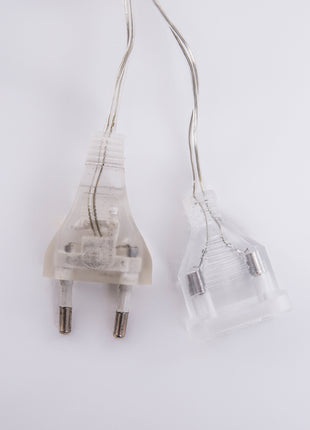 Dekorative Lichtervorhang 2,5M mit 12 Globen, 108 LEDs, Durchsichtig Kabel, Warm Licht, Verbindbar 12,5M für Außen