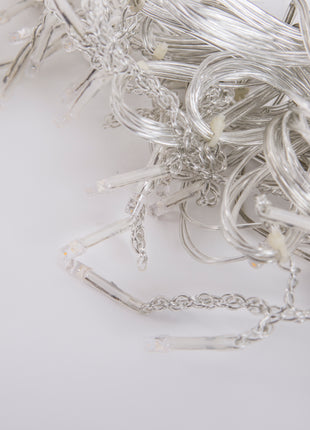 Dekorative Lichtervorhang 2,5M mit 12 Globen, 108 LEDs, Durchsichtig Kabel, Warm Licht, Verbindbar 12,5M für Außen