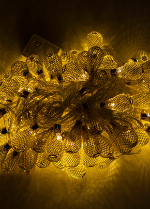 Dekorative Lichterkette 10M mit 100 Golden Mini-Kugel, Durchsichtig Kabel, Warm Licht, Verbindbar 50M