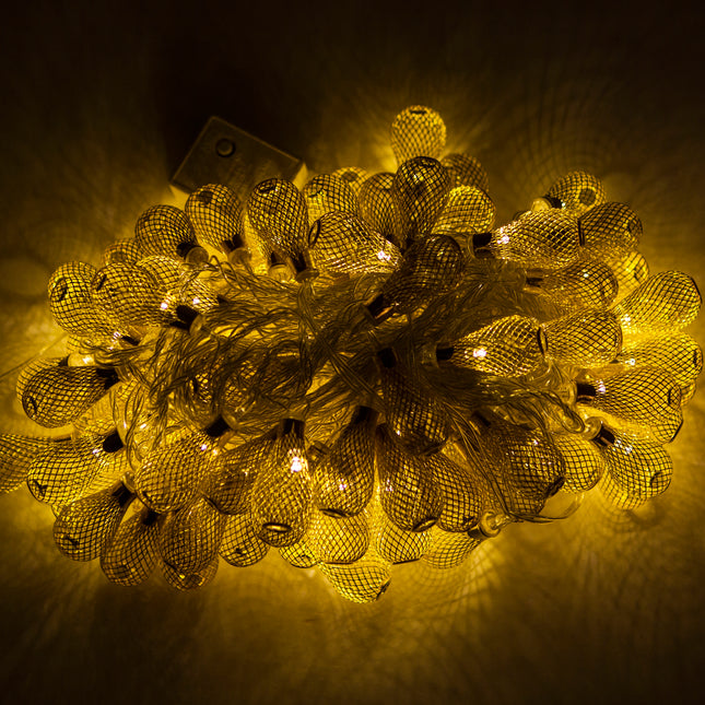 Dekorative Lichterkette 10M mit 100 Golden Mini-Kugel, Durchsichtig Kabel, Warm Licht, Verbindbar 50M