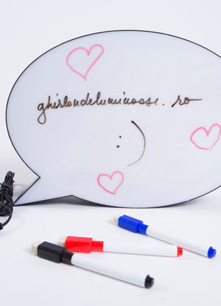 Leuchtkasten A4 mit 3 Marker, Handschrift, Lightbox Meldungsfelder (A4 Oval), Batteriebetrieben, Mikro-USB