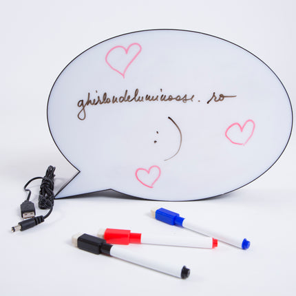 Leuchtkasten A4 mit 3 Marker, Handschrift, Lightbox Meldungsfelder (A4 Oval), Batteriebetrieben, Mikro-USB