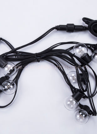 Lichterkette 5M mit 10 LED-Lampen, Schwarzes Kabel, Natürliche Licht, Verbindbar 1000M, für Außen