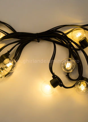 Lichterkette 5M mit 10 LED-Lampen, Schwarzes Kabel, Natürliche Licht, Verbindbar 1000M, für Außen