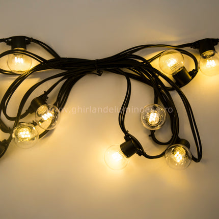Lichterkette 5M mit 10 LED-Lampen, Schwarzes Kabel, Natürliche Licht, Verbindbar 1000M, für Außen