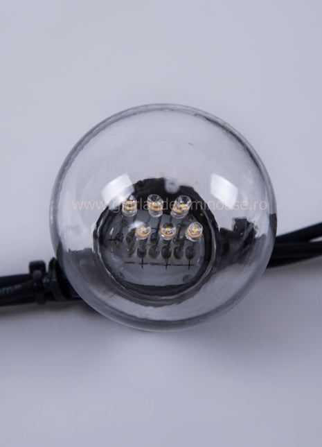 Lichterkette 5M mit 10 LED-Lampen, Schwarzes Kabel, Natürliche Licht, Verbindbar 1000M, für Außen