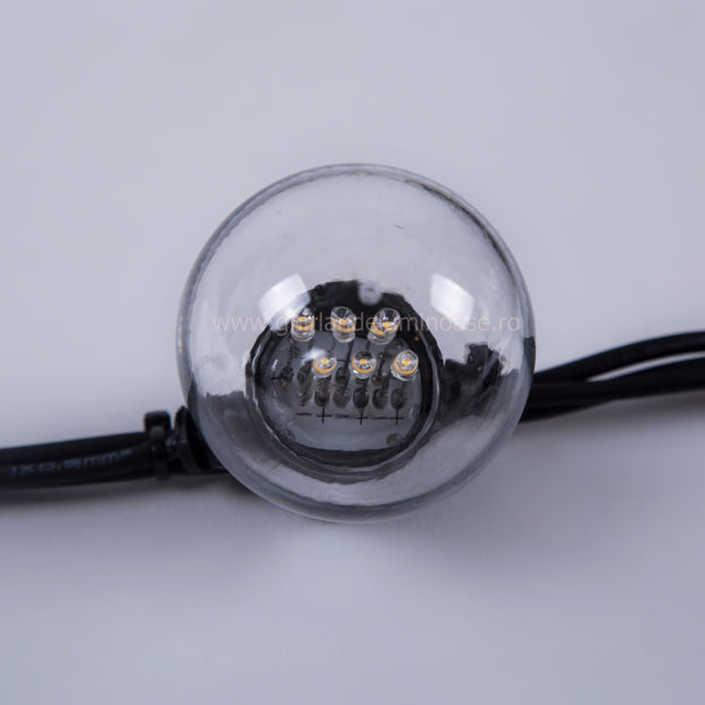 Lichterkette 5M mit 10 LED-Lampen, Schwarzes Kabel, Natürliche Licht, Verbindbar 1000M, für Außen