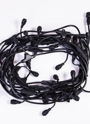Kabel 10M mit 20 Pendel Fassungen E12, Schwarzes Kabel, Verbindbar 800W, für Außen