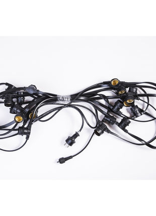 Lichterkette 10M mit 20 Glühbirnen E27, 11W, Schwarzes Kabel, Verbindbar 50M, für Außen