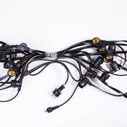 Kabel 10M mit 10 Fassungen E27, Dunkelgrün Kabel, Verbindbar max. 2000W, für Außen