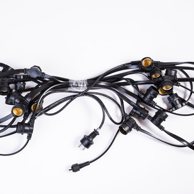 Kabel 10M mit 10 Fassungen E27, Dunkelgrün Kabel, Verbindbar max. 2000W, für Außen