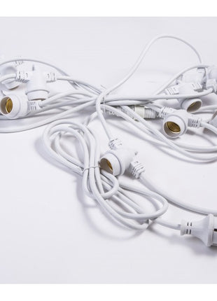 Lichterkette 5M mit 10 Klar Birnen-LEDs, E27 4W, Weißes Kabel, Warm Licht, Verbindbar 250M, für Außen