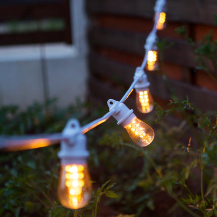 Lichterkette 10M mit 20 LED-Birnen, E27, 2W, Glas, Schwarzes Kabel, Verbindbar 250M, für Außen