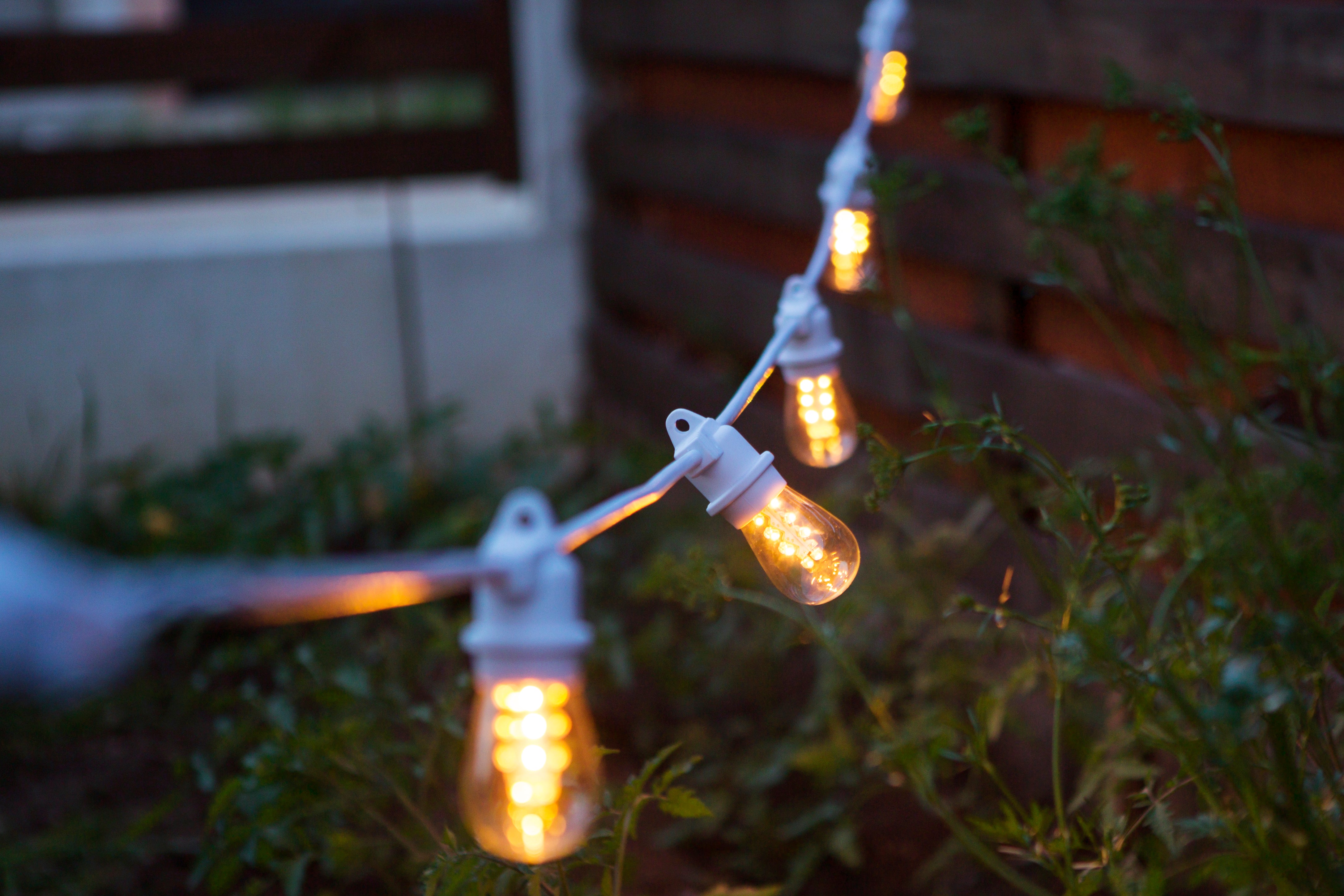 Lichterkette 10M mit 20 LED-Birnen, E27, 2W, Schwarzes Kabel, Verbindbar 250M, für Außen – LichterKettenWelt