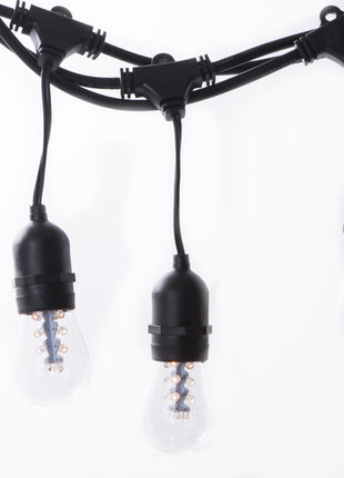 Lichterkette mit Pendel 10M mit 20 Birnen mit 16 LEDs, E27, 2W, Dimmbar, Schwarzes Kabel, Verbindbar 250M, für Außen