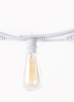 Lichterkette 5M mit 10 Große Filament Glühbirnen, E27, 25W, Dimmbar, Weißes Kabel, Warm Licht, Verbindbar 40M, für Außen