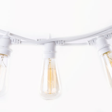 Lichterkette 5M mit 10 Große Filament Glühbirnen, E27, 25W, Dimmbar, Weißes Kabel, Warm Licht, Verbindbar 40M, für Außen