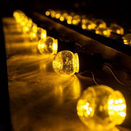 Lichterkette 10M mit 20 LED-Lampen, Schwarzes Kabel, Natürliche Licht, Verbindbar 30M, für Außen