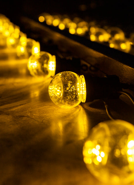 Lichterkette 10M mit 20 Klar LED-Lampen, Schwarzes Kabel, Sehr Warmes Licht, Verbindbar 30M, für Außen