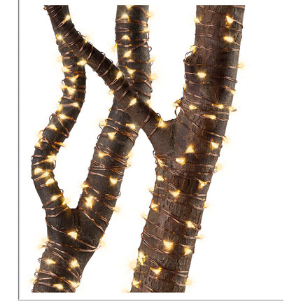 Kupferdraht Lichterkette 20M mit 200 Mini-LEDs mit 8 Programmen, Batteriebetrieb und Fernbedienung, Warm Licht, für Außen