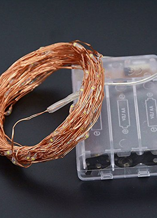 Kupferdraht Lichterkette 10M mit 100 Mini-LEDs, Warm Licht, Batteriebetrieben, für Innen