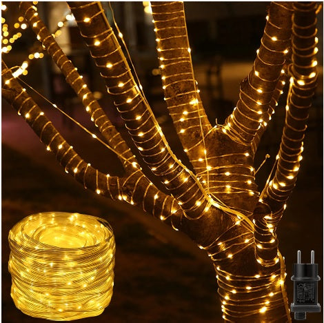 Dekorative Lichtschlauch 10M mit 100 LEDs, Strombetrieben, Warm Licht, für Außen