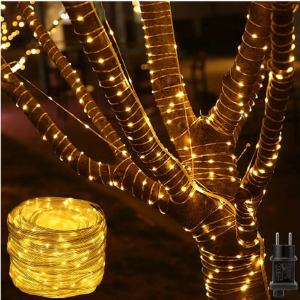Dekorative Lichtschlauch 50M mit 400 LEDs, Strombetrieben, Warm Licht, für Außen