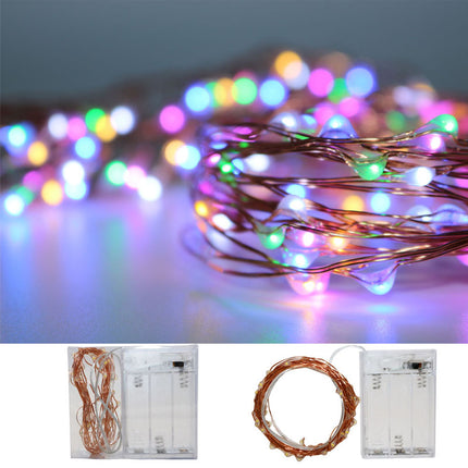Kupferlichterkette 5M mit 50 RGB-LEDs, Warm Licht, Batteriebetrieben, für Innen