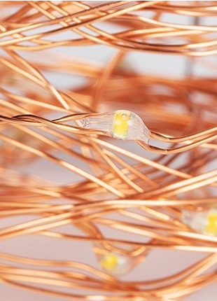 Kupferdraht Lichterkette 10M mit 100 Mini-LEDs, Warm Licht, Batteriebetrieben, für Innen