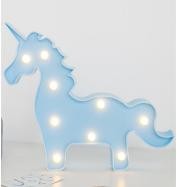 Volumetrische Förmchen Beleuchtete blau Einhorn, Warm Licht, mit Batteriebetrieb