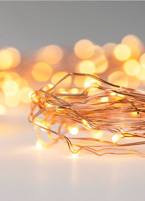 Kupferdraht Lichterkette 3M mit 30 Mini-LEDs, Warm Licht, 8 Modi und Fernbedienung, Batteriebetrieb