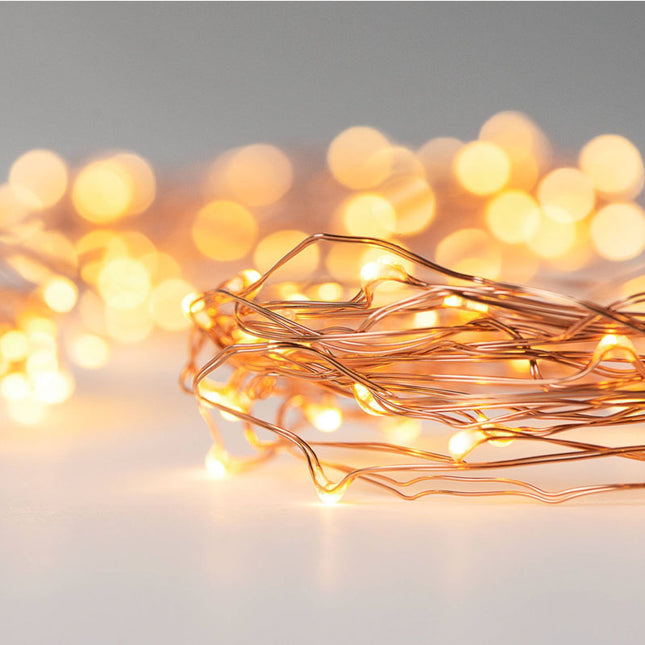 Kupferdraht Lichterkette 3M mit 30 Mini-LEDs, Warm Licht, 8 Modi und Fernbedienung, Batteriebetrieb