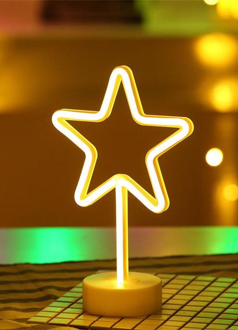 Dekorative Lampe Typ Stern, Neonlichter mit Ständer, Warm Licht, Batteriebetrieb
