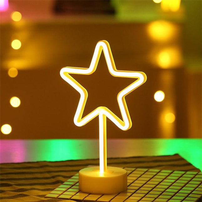 Dekorative Lampe Typ Stern, Neonlichter mit Ständer, Warm Licht, Batteriebetrieb