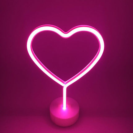 Dekorative Lampe Typ Herz Neon mit Ständer, Warm Licht, mit Batteriebetrieb