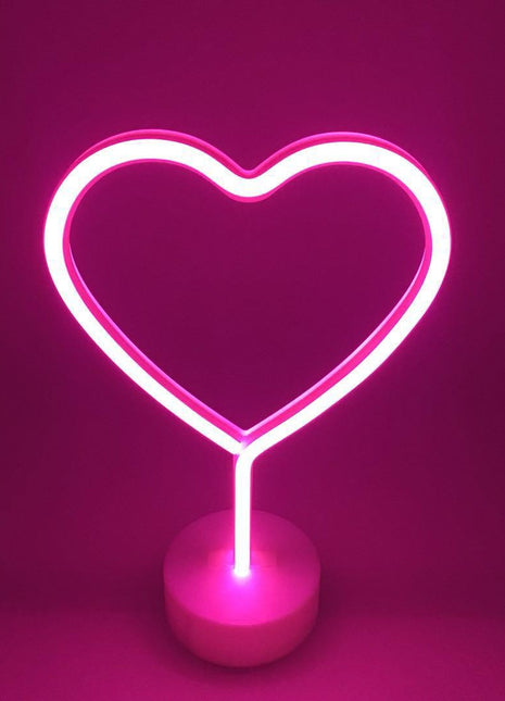 Dekorative Lampe Typ Herz Neon mit Ständer, Warm Licht, mit Batteriebetrieb