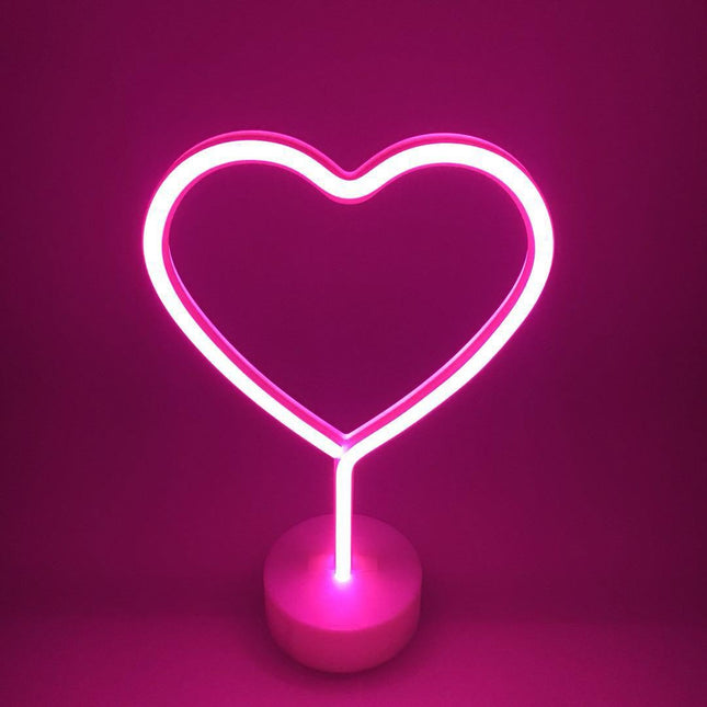 Dekorative Lampe Typ Herz Neon mit Ständer, Warm Licht, mit Batteriebetrieb