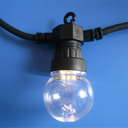 Lichterkette zu vermieten 10M mit 20 Klar Glühlampen-LEDs, Schwarzes Kabel, Warm Licht, Verbindbar 50M, für Außen