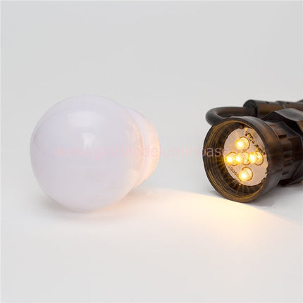 Lichterkette zu vermieten 10M mit 20 Matt Glühlampen-LEDs, Schwarzes Kabel, Warm Licht, Verbindbar 50M, für Außen
