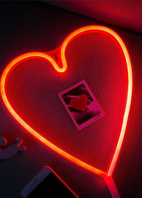 Dekorative Lampe Typ Herz Neon, Warm Licht, mit Batteriebetrieb