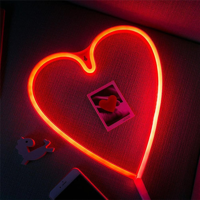 Dekorative Lampe Typ Herz Neon, Warm Licht, mit Batteriebetrieb