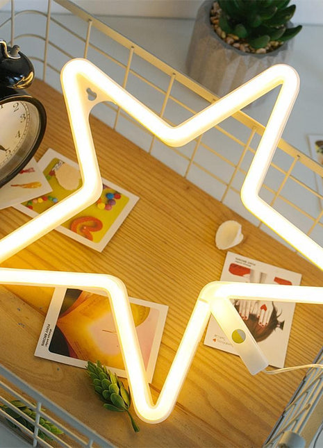 LED Leuchten Stern, Leuchtreklame, Kunststoff, Warm Licht, mit Batteriebetrieb