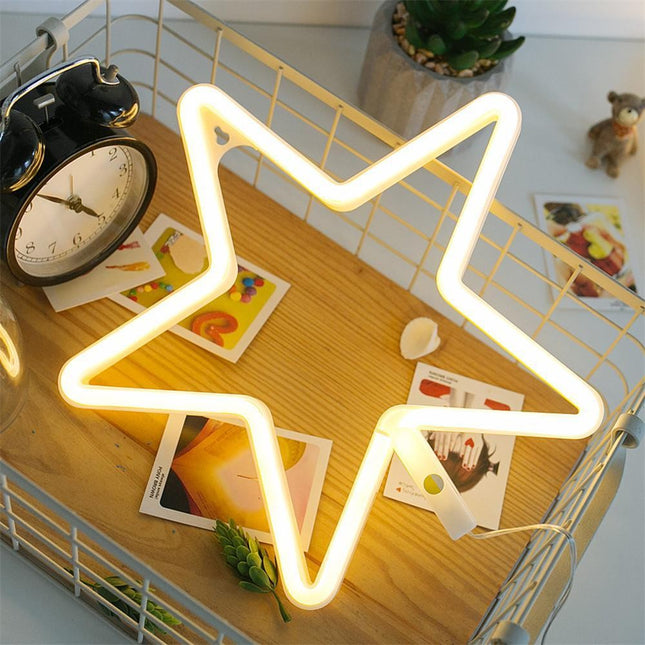 LED Leuchten Stern, Leuchtreklame, Kunststoff, Warm Licht, mit Batteriebetrieb