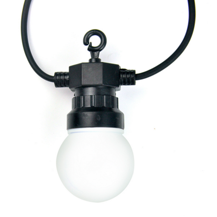 Lichterkette 10M mit 20 Matt LED-Lampen, Schwarzes Kabel, Sehr Warmes Licht, Verbindbar 30M, für Außen