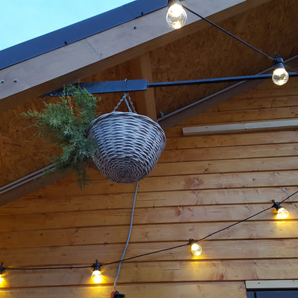 Lichterkette zu vermieten 10M mit 20 Klar Glühlampen-LEDs, Schwarzes Kabel, Warm Licht, Verbindbar 50M, für Außen
