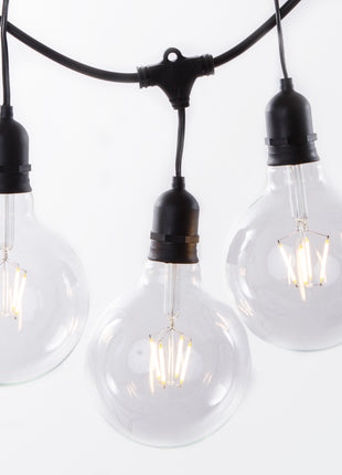 Schwarzes Lichterkette mit Pendel 10M mit 20 Große LED-Lampen G125, E27, 4W, Kunststoff, Dimmbar, Verbindbar 250M, für Außen